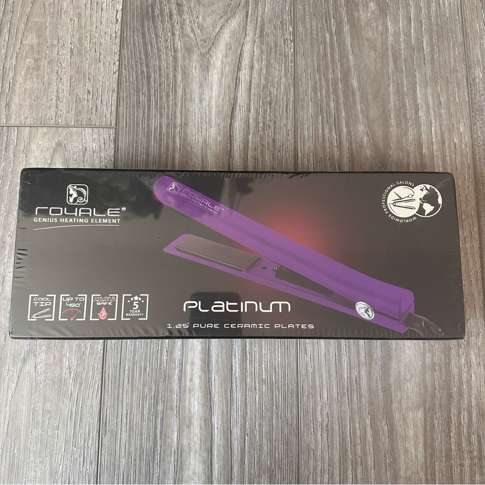 Royale Platinum Purple Ceramic Plate Hair Straightener 1.25” - Picture 2 of 3